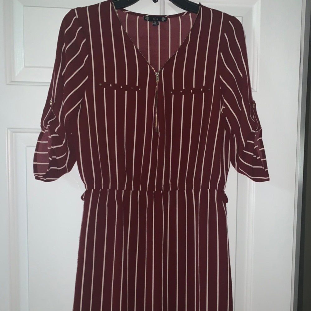 maroon and white striped dress ross M